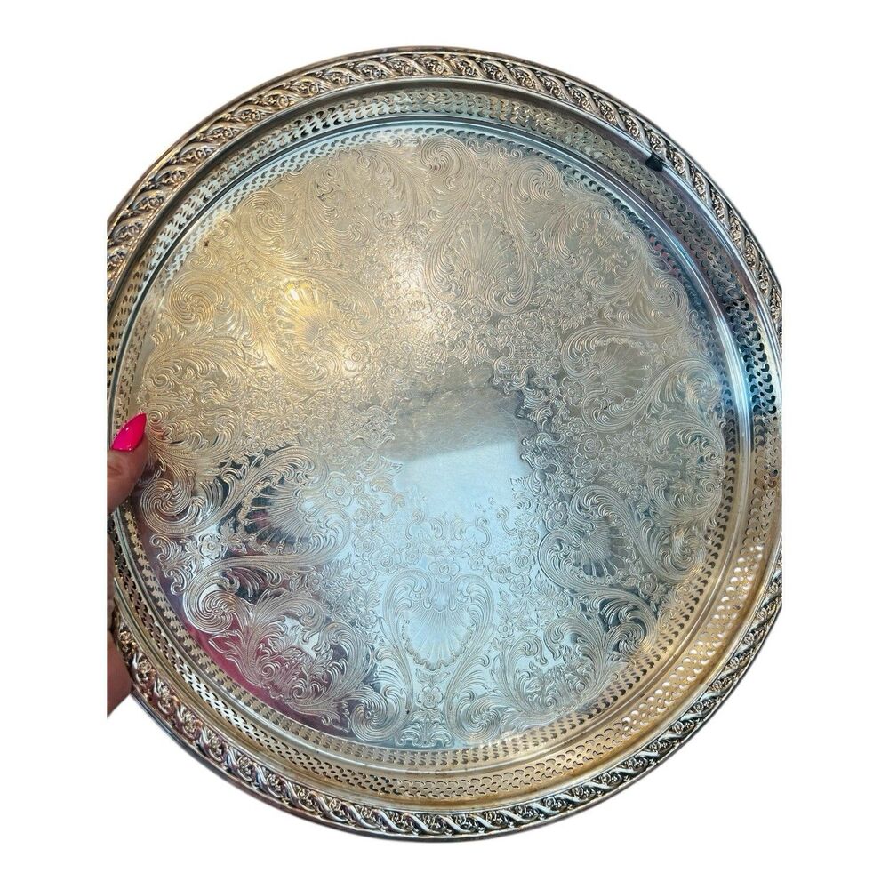 Vintage Silver Plated WM Rogers 15” Round Tray